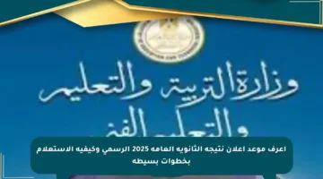 اعرف موعد إعلان نتيجة الثانوية العامة 2025 الرسمي وكيفية الاستعلام بخطوات بسيطة